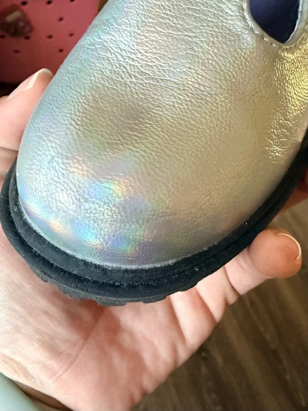 Girl’s Old Navy Silver Metallic chunky Mary Janes